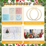 Canlierr 10 Sets Christmas Embroidery Kit with Patterns Instructions Needle Thread Tool Christmas DIY Cross Stitch for Adult Beginner Lover Xmas Holiday Party Supplies(Classic Style)