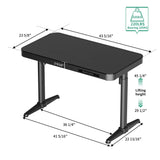 JWX RGB Glass Gaming Standing Desk, 47'' Standing Music Studio, with Music Sensing LED Sit Standing Desk, Dual Motors,USB Ports JWX