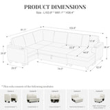 Belffin Sleeper Sofa Modular Sectional Pull Out Couch Bed U Shaped Sofa Couch for Living Room with Storage Chaise. White Belffin