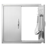 VEVOR BBQ Access Door, 24W x 24H Inch Double Outdoor Kitchen Door, Stainless Steel Flush Mount Door, Double Wall Vertical Door with Handles and Hooks, for BBQ Island, Grilling Station, Outside Cabinet VEVOR