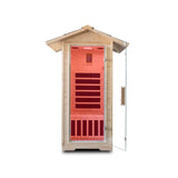 1 Person Far Infrared Home Sauna,Outdoor Indoor Wooden Dry Sauna Room with 5 Graphene Heating Panels,1400W/110V Tempered Glass Door, Oxygen Ionizer, 7 Chromotherapy Lights, Bluetooth Sound System Homsido