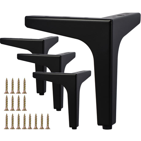 La Vane 4 inch Metal Furniture Legs, Set of 4 Modern Iron Diamond Triangle Furniture Feet DIY Replacement Black for Cabinet Cupboard Sofa Couch Chair Ottoman La Vane