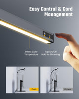 SUPERDANNY LED Desk Lamp for Office Home, Eye-Caring Desk Light with Adjustable Gooseneck, 12W Touch Control Dimmable Brightness, Architect Clamp SUPERDANNY