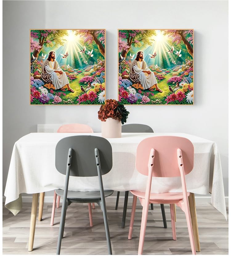 GXGLLPZBY DIY Special Shape Diamond Art Kits, 5D Religious Diamond Painting for Beginners Adults, Jesus Round Full Drill Diamond dot Art Kits, Gem Art for Adults Home Wall Decor 11.8x11.8in GXGLLPZBY