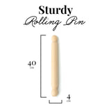 Tuuli Kitchen – French Wooden Rolling Pin, Baking Roller for Rolling Out Pizza, Pasta, Puff and Other Doughs, 40 x 4 cm tuuli