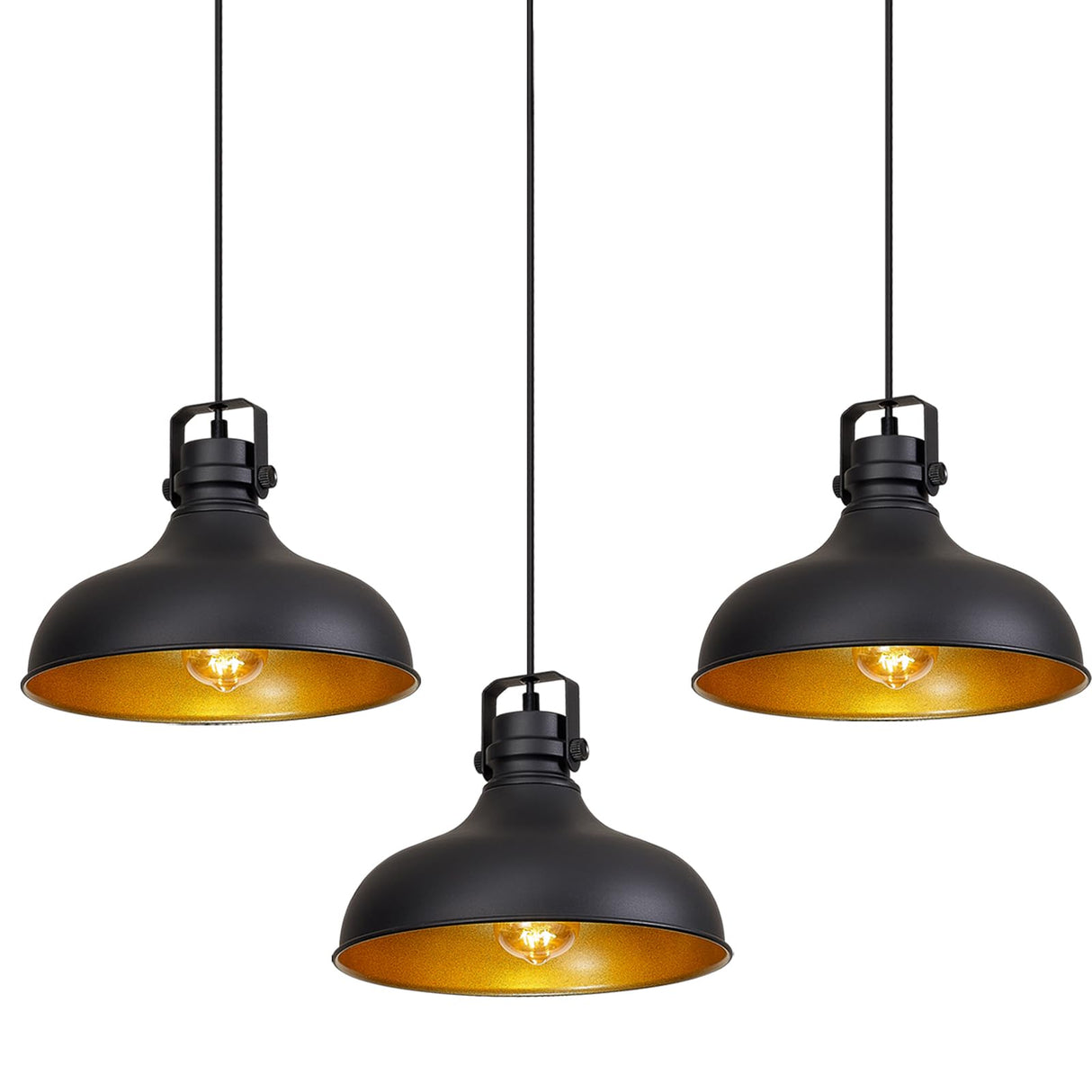 ALAISLYC Black Farmhouse Pendant Lights Matte Pendant Lighting for Kitchen Island Industrial Adjustable Height Vintage Dome Hanging Light Fixtures for Barn, Dining Room 3 Packs ALAISLYC
