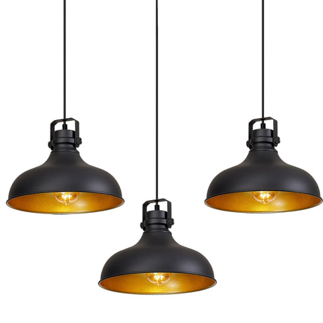 ALAISLYC Black Farmhouse Pendant Lights Matte Pendant Lighting for Kitchen Island Industrial Adjustable Height Vintage Dome Hanging Light Fixtures for Barn, Dining Room 3 Packs ALAISLYC