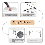 6FT Folding Table HDPE Foldable Desk Banquet Surface Fold-in-Half Utility for Working Meeting Parties, Picnic, Camping, Weddings, Catering, Garden Dining-White pollilar