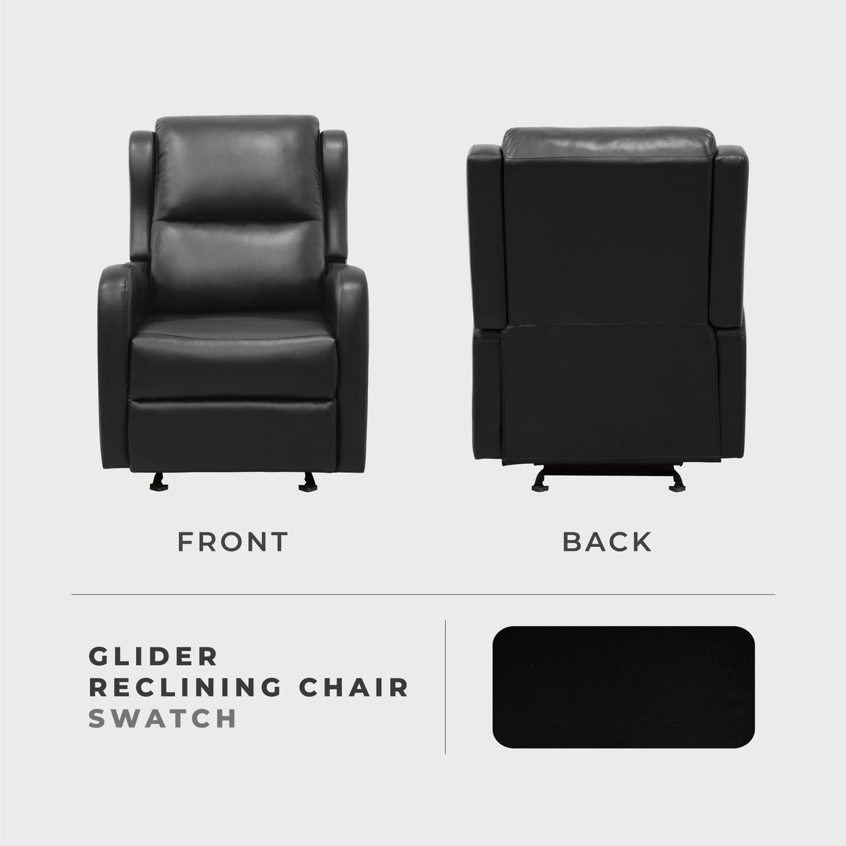 Lexicon Manual Glider Recliner Chair, Reclining Sofa Chair, Home Theater Seating, Manual Glider Recliner for Living Room/Office/Apartment, Easy Assembly, Black Faux Leather Lexicon