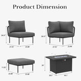 LayinSun 9 Pieces Aluminum Patio Furniture Set, Modern Modular Sectional Sofa with Fire Pit Table and Upgrade Thickness Cushion LayinSun
