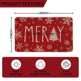 Heirloom Haven Merry Christmas Snowflakes Red Winter Doormat 17 x 29 Inch, Christmas Tree Holiday Decorative Throw Mat Non-Skid Entryway Mat Washable Floor Mats for Bedroom Living Room Kitchen Heirloom Haven