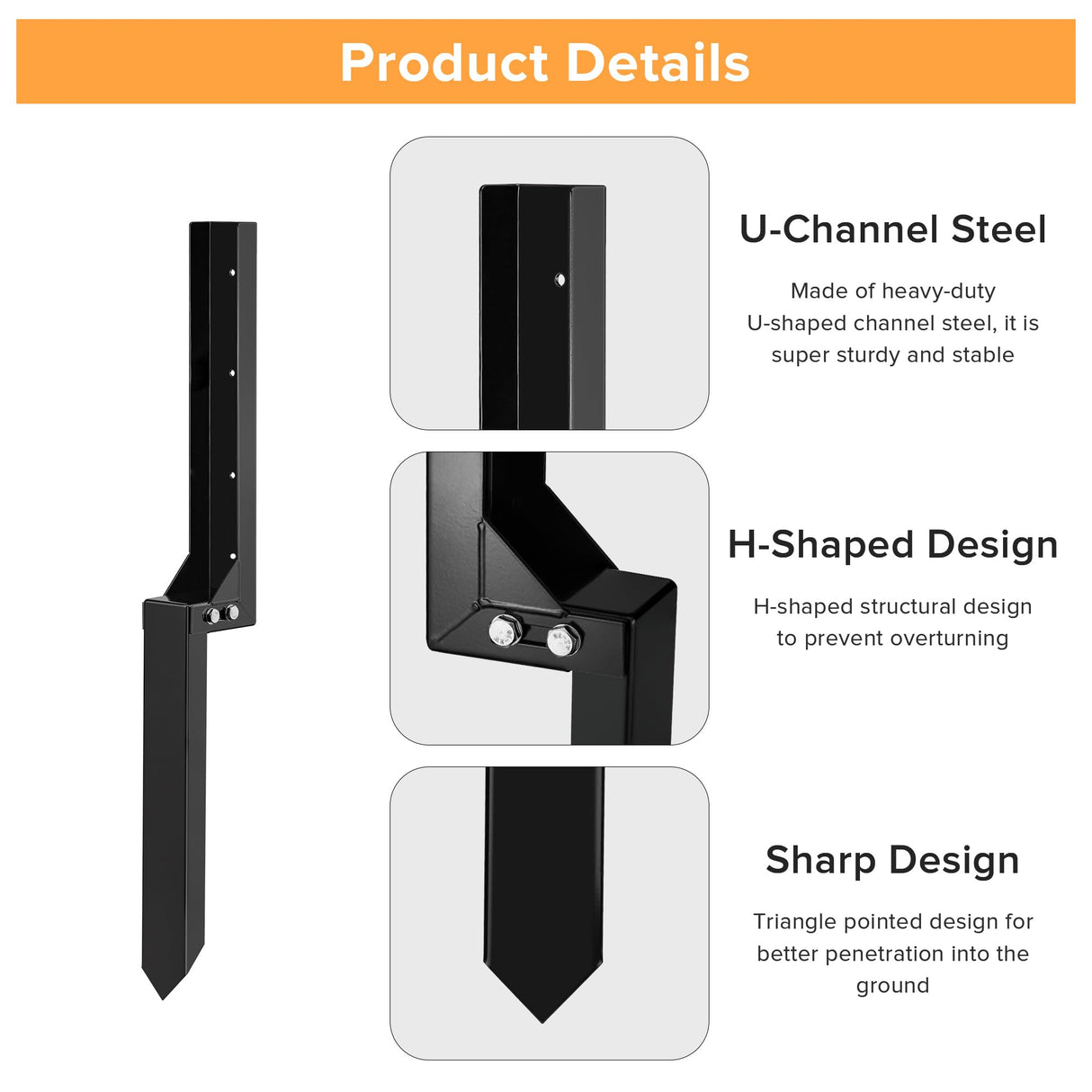 Fence Post Repair Stakes Kit - Heavy Duty Steel Wooden Fence Post Repair Bracket Anchor with Anti-Rust - Quick Fix Broken and Leaning Wood Fence Post Stabilizer Ground Spike (1 Pack) QAZWQAZ