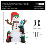 VIVOHOME 6FT Christmas Inflatable Outdoor Decoration, Snowman with Penguin, Navidad Blow Up Yard Decor with Built-in LED Light for Lawn, Garden, Party VIVOHOME