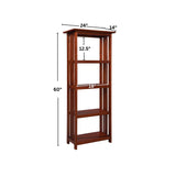 Mission 60-Inch Tall Wood Bookcase – 4-Tier Bookshelf with 2 Adjustable Shelves – Craftsman Style Vertical Storage for Living Room or Home Office by Alaterre Furniture (Cherry Finish) Alaterre Furniture