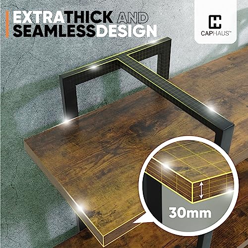 CAPHAUS Vintage Industrial 6-Tier Bookshelf in Rustic Oak – 86" High Open Display Unit with Durable Metal and Wood Design CAPHAUS