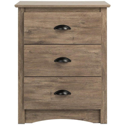 Prepac Salt Spring Rustic Tall Nightstand Side Table with 3 Drawers, Farmhouse Tall 3-Drawer Bedside Table 16" D x 23" W x 29" H, Drifted Gray, DDC-2403 - WoodArtSupply