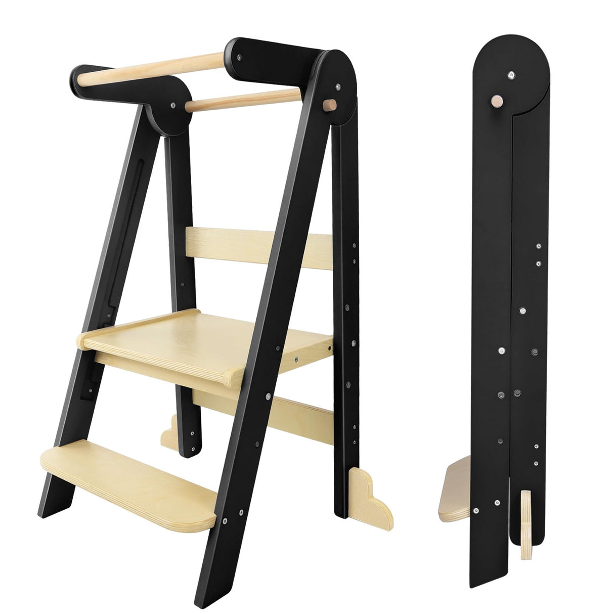 Nordi Foldable Toddler Kitchen Tower, Kitchen Stool Helper, Standing Tower with 3 Adjustable Heights, Suitable Age for 1.5-6 Years, Montessori Kitchen Stools HARPPA