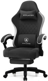GTPLAYER Gaming Chair, Computer Office Chair with Pocket Spring Cushion, Linkage Armrests and Footrest, High Back Ergonomic Computer Chair with Lumbar Support Task Chair with Footrest （Black） GTPLAYER