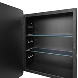 MEETDH 18"x26" Medicine Cabinet Mirror, Black Bathroom Cabinet with Mirror Wall-Mounted or Recessed, Bathroom Vanity Mirror with Storage, Solid Metal Frame, Adjustable Glass Shelves MEETDH