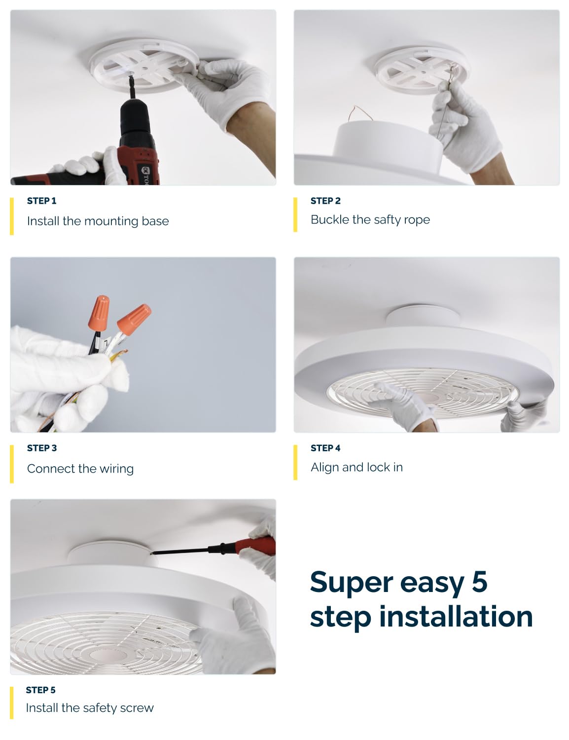 Orison Ceiling Fans with Lights, Low Profile Ceiling Fan with Lights and Remote, 6 Wind Speeds Smart Flush Mount Ceiling Fan for Bedroom, Kids Room and Living Room 19.7" (White) Orison