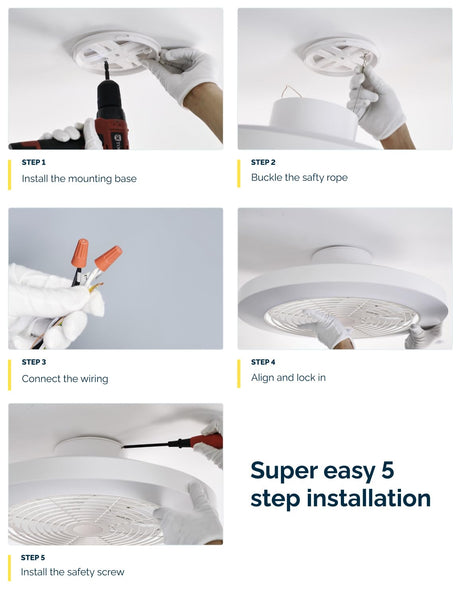 Orison Ceiling Fans with Lights, Low Profile Ceiling Fan with Lights and Remote, 6 Wind Speeds Smart Flush Mount Ceiling Fan for Bedroom, Kids Room and Living Room 19.7" (White) Orison