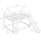 Full Size Loft Bed with Slide, Space Saving House Bunk Beds for Kids Bedroom Furniture, Pine Wood Bed Frame with 12.4" High Safety Guardrail & Ladder, No Box Spring Needed, Teens, Girls, Boys, White Obuvar