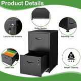 TIMELESS PIECES 2-Drawer Black Metal File Cabinet for Home Office, Locking, Small, Vertical TIMELESS PIECES