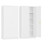 Crownland 72” Metal Storage Cabinet, Lockable Garage Storage Cabinets, High Office Storage Cabinet with Adjustable Shelves for Garage, Home Office,Pantry, File(White) Crownland