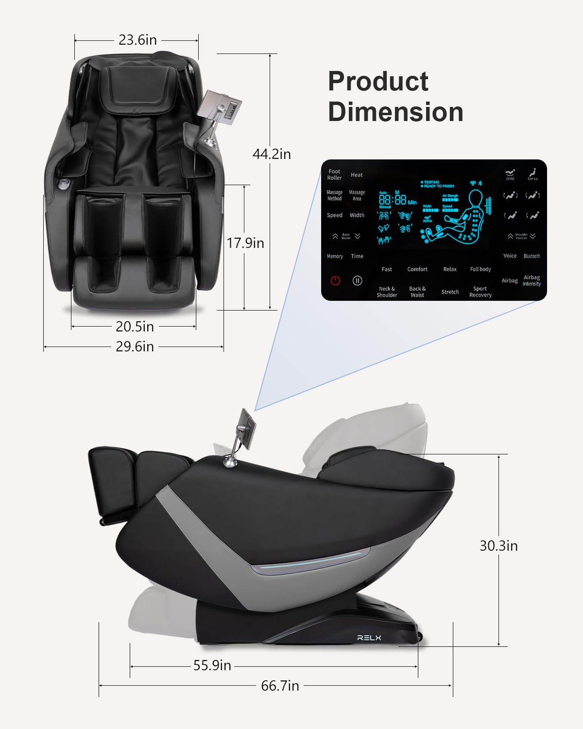 RELX 2025 Massage Chair Full Body, Zero Gravity Airbag Shiatsu Massage Chair with SL-Track, Heating, AI Control, Body Scan, 13 Modes, Foot Rollers, and Deep Yoga Stretch (Black) RELX