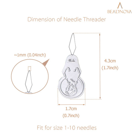 BEADNOVA Embroidery Needle Threader Tool 50pcs Aluminum Sewing Machine Needle Threader for Hand Sewing Cross Stitch Craft Knitting Quilting (50pcs) BEADNOVA
