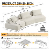 Tabaray 139" Oversized Boneless Couch, Chenille Curved Sofa, Minimalist Modular Sectional Sofa Set with Removable Backrests, 3 Pillows, Deep Seat, Modern Couches for Living Room, Bedroom, Beige Tabaray