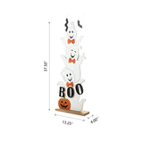 Glitzhome 37.5”H Halloween Wooden Stacked Ghost Porch Sign, Farmhouse Halloween Ghost Standing Decor with Base, Rustic Welcome Sign Porch Decor for Home Halloween Party Decor Glitzhome