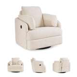 Signature Design by Ashley Modmax Coastal Press-Back Swivel Glider Rocker Recliner with Machine Washable Cover, Hidden Storage Compartments and 2 Bolster Pillows, Beige Signature Design by Ashley