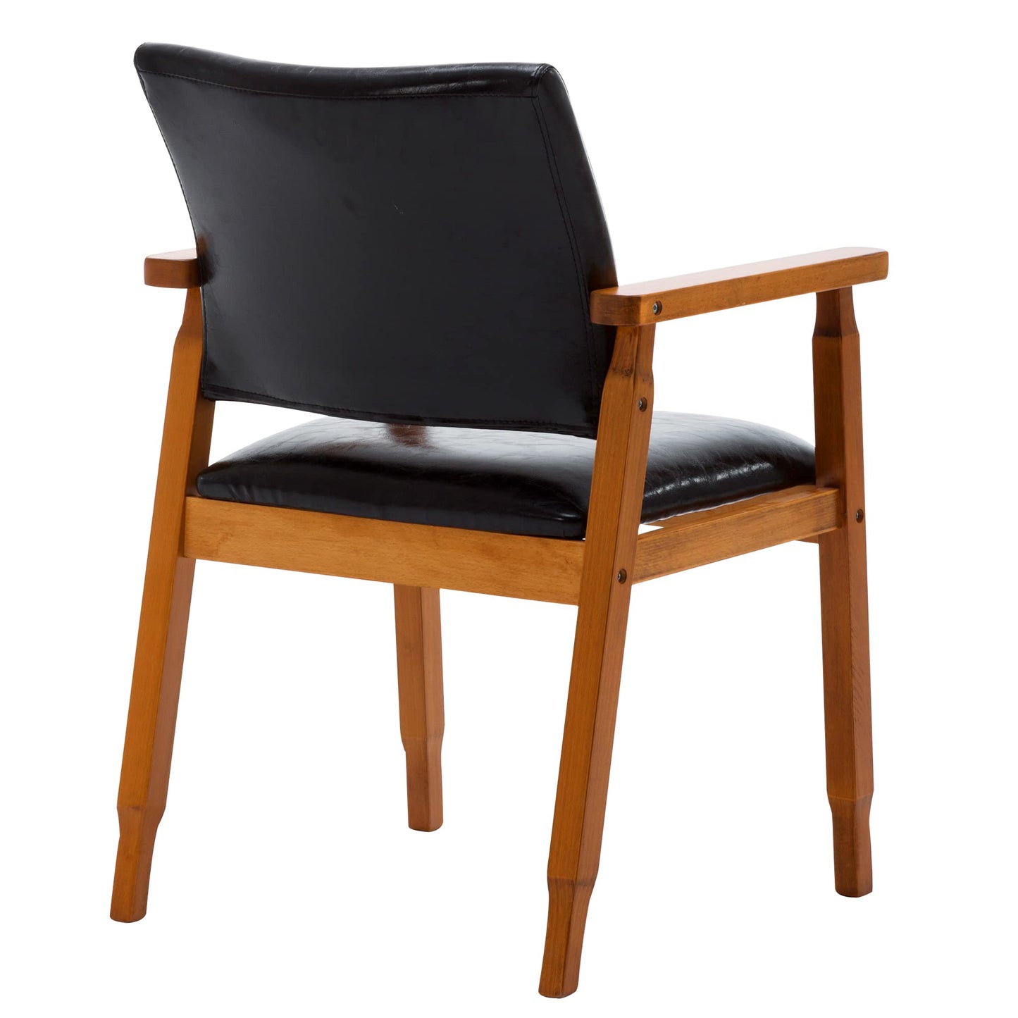 NOBPEINT Mid-Century Dining Side Chair with Faux Leather Seat in Black, Arm Chair in Walnut