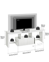 CHOEZON TV Stand with Power Outlet, Modern TV Cabinet for 55 60 inch TVs, Media TV Console with LED Light Strip, Media Entertainment Center with Storage, for Living Room, Bedroom, White MDS02UDWB CHOEZON