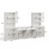 VOWNER 95" TV Stand for TVs up to 75", 4-Piece TV Hutch with Cabinets, Entertainment Center with Bookshelves, Modular TV Console for Living Room, 2A+2F (White) VOWNER