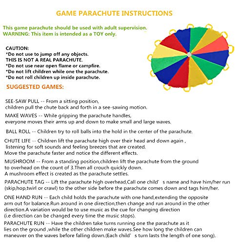 Sonyabecca Parachute Kids Play 12 Feet with 12 Handles for 8 12 Years Game, Kids Party Game Sonyabecca