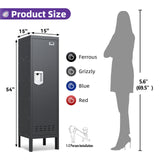 BUTISOW Metal Cabinet Home Office Storage, Lockable Steel Locker with Door, 54" Height, Multi-Purpose for Home, Office, Gym, School, Garage BUTISOW