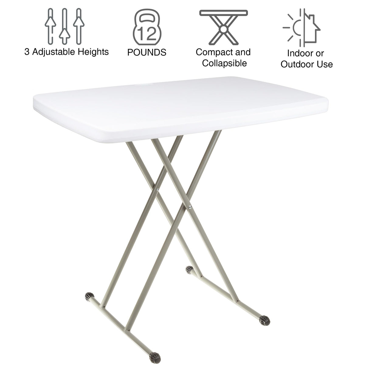 Everyday Home Folding Table - Lightweight Portable Folding Desk - Small Plastic Table for Camping, Playing Cards, and Crafting (White) Everyday Home