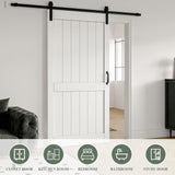 ARK DESIGN 42 x 84inch Sliding Barn Door with 7FT Sliding Door Hardware Kit Included, Pre-Drilled Holes Easy Assembly - Solid MDF Slab Covered with Water-Proof PVC Surface, White,H-Shaped Frame ARK DESIGN