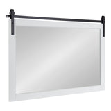 Kate and Laurel Skylan Modern Farmhouse Decorative Wood Framed Wall Mirror, 38 x 27, White and Black, Barn Door-Inspired Transitional Wall Hanging Mirror for Bathroom or Living Room Uses Kate and Laurel