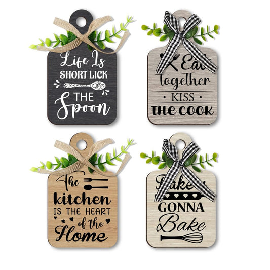 PH PandaHall 4pcs Kitchen Wooden Hanging Signs, Wall Decor Wood Sign Kitchen Wall Decor Hanging Plaques Farmhouse Eat Sign Wood Bar Sign for Home Kitchen Dining Living Room Bar Cafe Art Decor