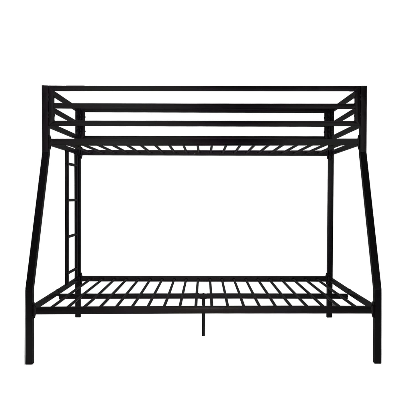 SHA CERLIN Loft Bunk Bed Twin Over Full Size with Ladder and Guardrail,Heavy Duty Metal Slats Support No Box Spring Needed Small Space Saving Furniture for Bedroom Dorm,Black