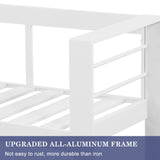 Wisteria Lane Patio Furniture Aluminum Loveseat, All-Weather Outdoor 2 Seats Sofa Couch, White Metal Chair with Light Grey Cushions Wisteria Lane