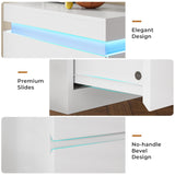BTHFST Tall White Dresser for Bedroom with LED Lights, LED Modern 5 Drawers Chest of Drawers for Closet, Wood Tall 5 Drawer Dresser for Living Room Hallway Entryway BTHFST