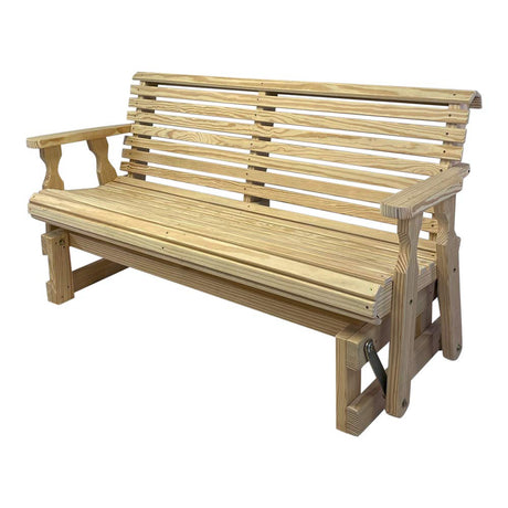 Amish Heavy Duty 800 Lb Roll Back Pressure Treated Porch Glider (4 Foot, Unfinished) Amish Casual