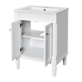 Merax 24” Bathroom Vanity with Sink, Powder Room Small Bathroom Vanity with 2-Door Cabinet, Undermount Sink, Solid Wood Frame Bathroom Storage Cabinet (White) Merax
