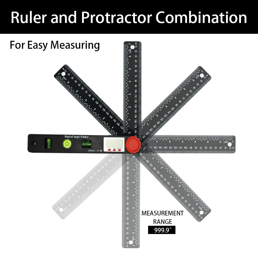 NORTOOLS Digital Angle Finder Protractor,7inch 0-360 degree LCD Digital Protractfor Angle Finder Ruler, Angle Measuring Tool for Woodworking/Carpenter/Construction/DIY Measurement - WoodArtSupply