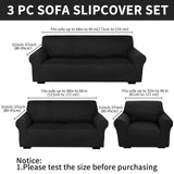 Peryiter 3 Pcs Slipcover Set for Couch Furniture Covers for Sofa Loveseat Couch Arm Chair, Form Fit Stretch, Wrinkle Free, Furniture Protector(Black,Milk Silk Spandex) Peryiter