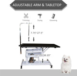 TRODEP 42.5" Hydraulic Dog Grooming Table for Large Dogs Heavy Duty Height Adjustable Dog Grooming Table with Overhead Arm & Noose Height Range 21-36 inch Purple TRODEP